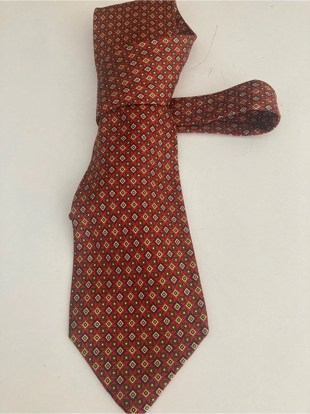 Frank Stella N.Y Classic Men's Red Geometric Silk Tie